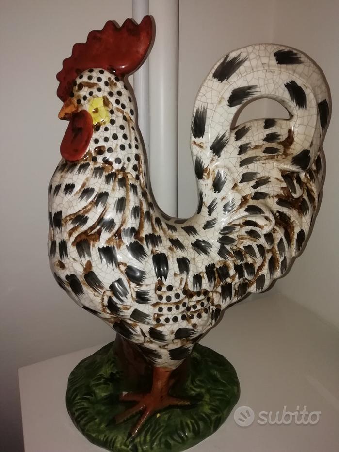 Gallo in ceramica artistica Decorato a mano Made in Italy h.16 cm