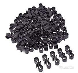 50 Ganci plastica neri a forma di 